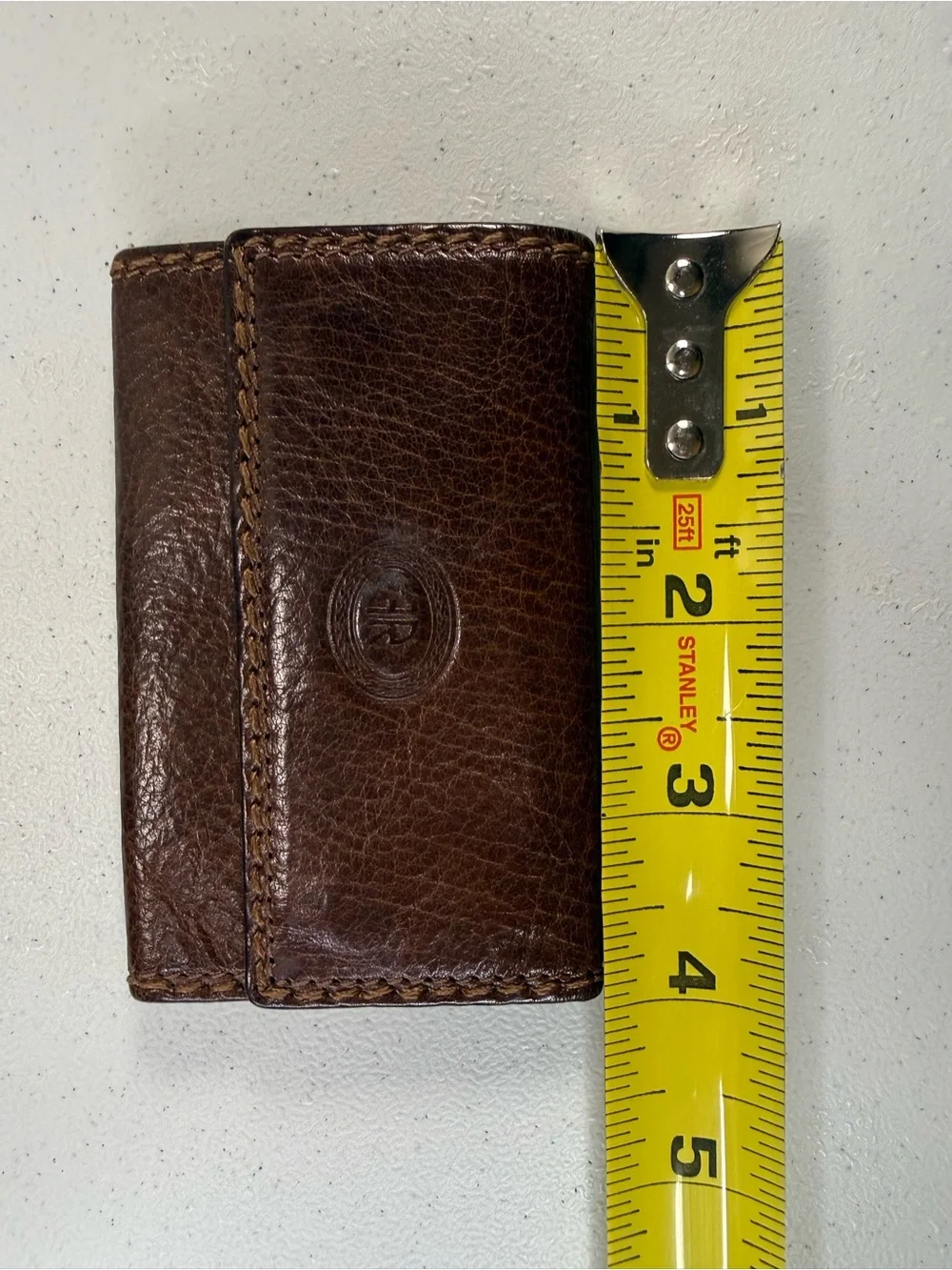Francesco Remolo Italian Brown Genuine Leather Tri-fold Key Wallet Holder Hook
